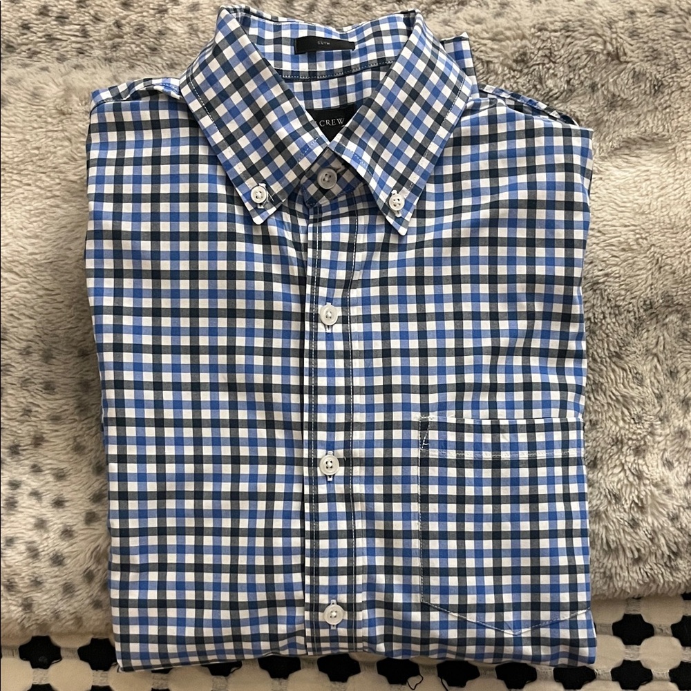 J.Crew Slim Fit Gingham Button-Down Shirt – Size Small